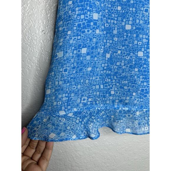 Cynthia Howie Maggy Boutique Skirt 100% SILK Blue White Y2K Career Retro 10P - Picture 2 of 7